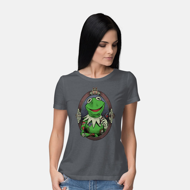 Tattoo Puppet Frog-Womens-Basic-Tee-Studio Mootant