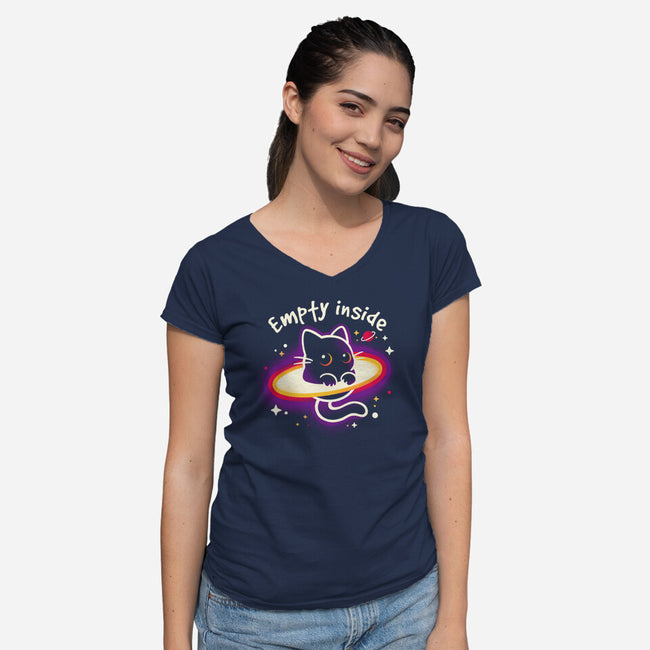 Cat Black Hole-Womens-V-Neck-Tee-NemiMakeit