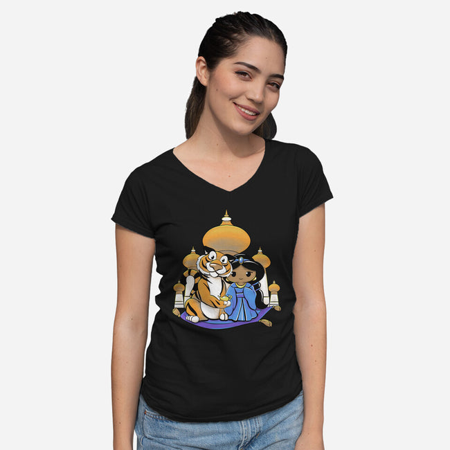 Kokeshi Arabian Princess-Womens-V-Neck-Tee-ellr