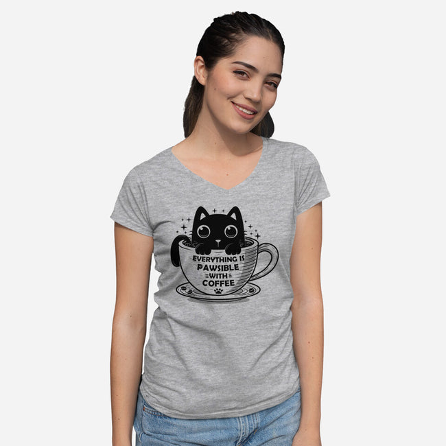 Everything Is Pawsible-Womens-V-Neck-Tee-erion_designs