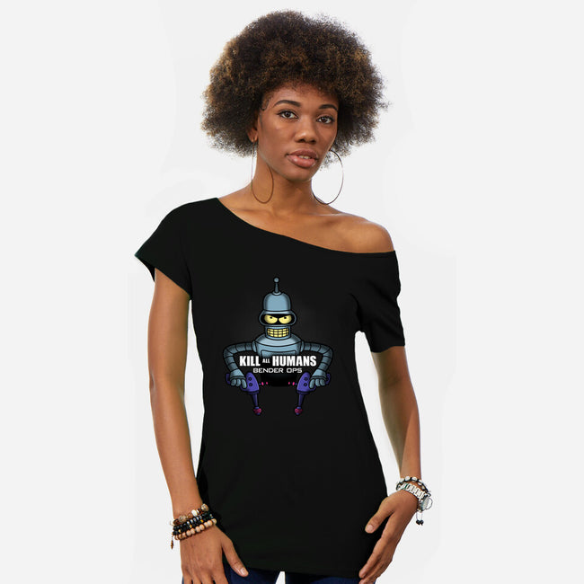 Bender Ops-Womens-Off Shoulder-Tee-Barbadifuoco