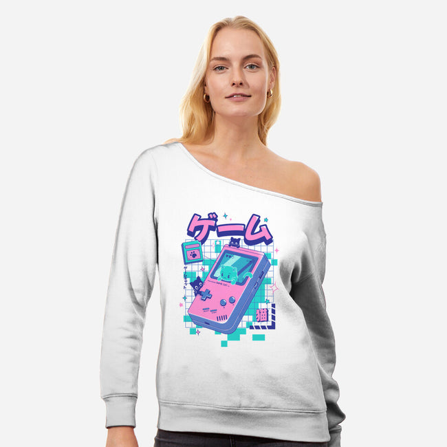 Game Cat-Womens-Off Shoulder-Sweatshirt-Yuri Santos Art