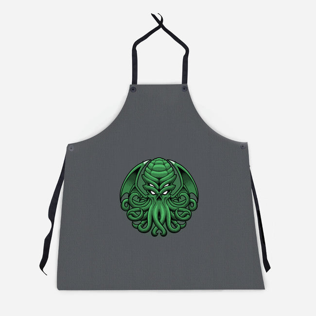 Green Cosmic Octopus-Unisex-Kitchen-Apron-Astrobot Invention