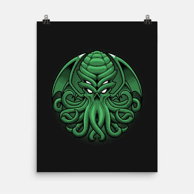 Green Cosmic Octopus-None-Matte-Poster-Astrobot Invention