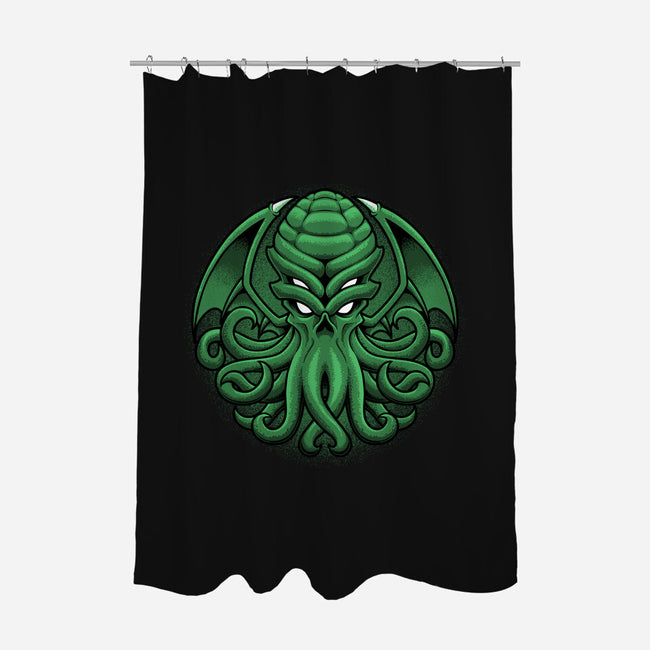 Green Cosmic Octopus-None-Polyester-Shower Curtain-Astrobot Invention