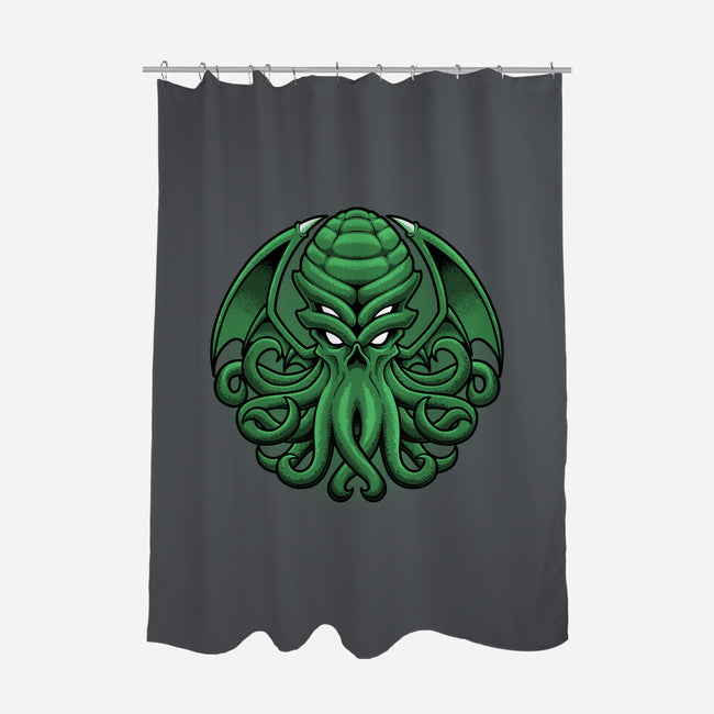 Green Cosmic Octopus-None-Polyester-Shower Curtain-Astrobot Invention