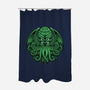 Green Cosmic Octopus-None-Polyester-Shower Curtain-Astrobot Invention