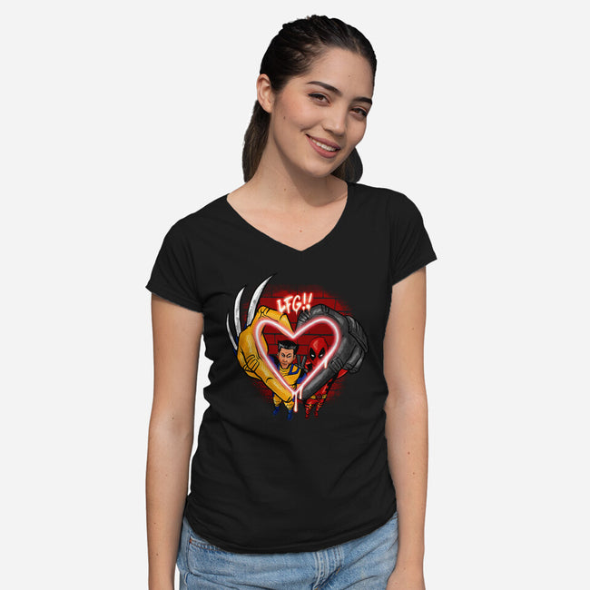 Love In Crime-Womens-V-Neck-Tee-spoilerinc