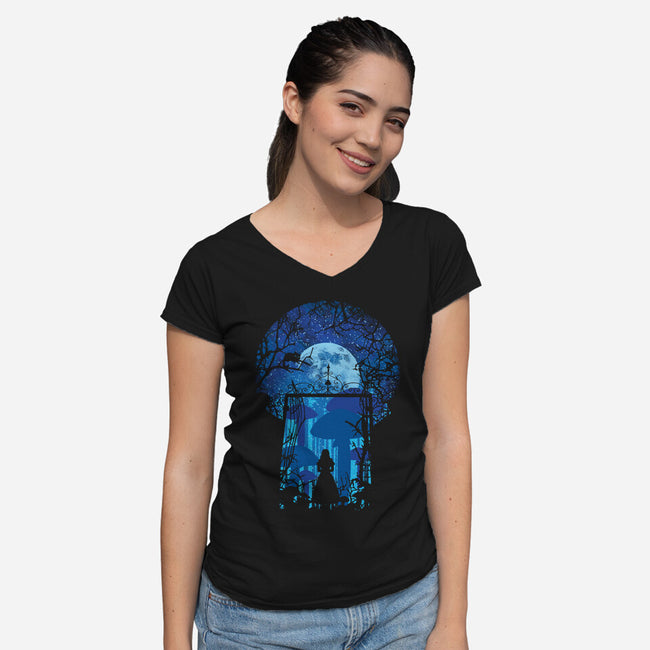 Magical Garden-Womens-V-Neck-Tee-dalethesk8er