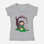 Kokeshi Chinese Princess-Womens-V-Neck-Tee-ellr