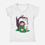 Kokeshi Chinese Princess-Womens-V-Neck-Tee-ellr