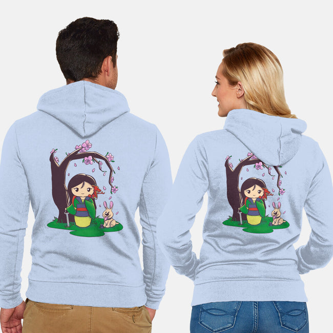 Kokeshi Chinese Princess-Unisex-Zip-Up-Sweatshirt-ellr