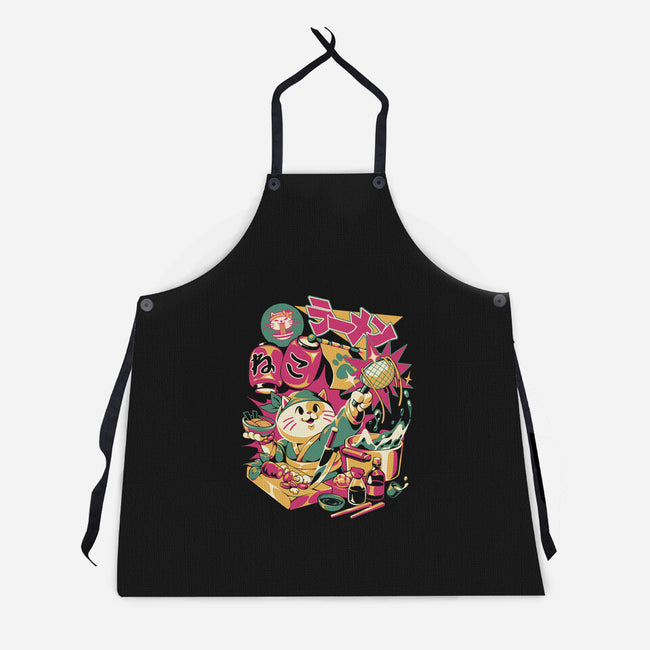 Neko Ramen Cat-Unisex-Kitchen-Apron-ilustrata