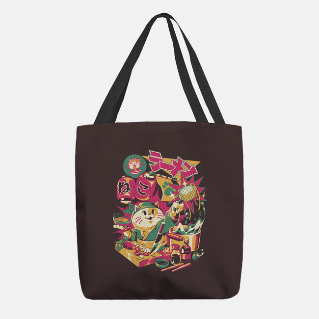 Neko Ramen Cat-None-Basic Tote-Bag-ilustrata