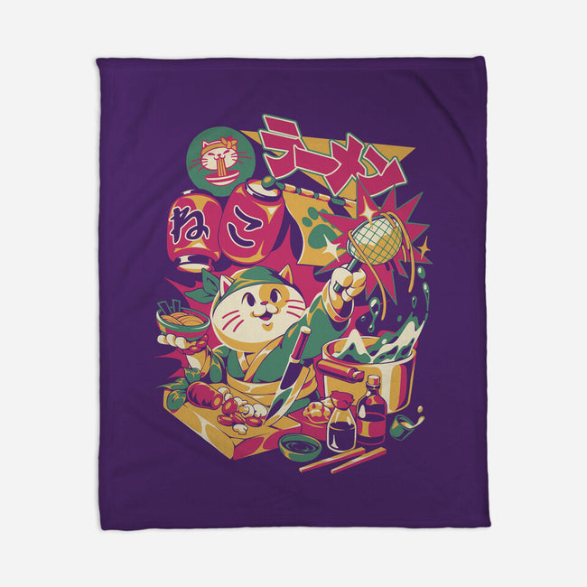 Neko Ramen Cat-None-Fleece-Blanket-ilustrata