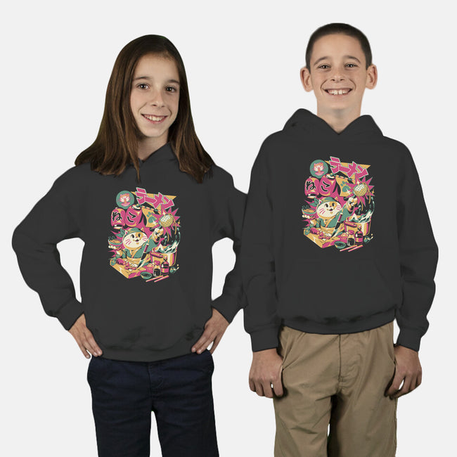 Neko Ramen Cat-Youth-Pullover-Sweatshirt-ilustrata