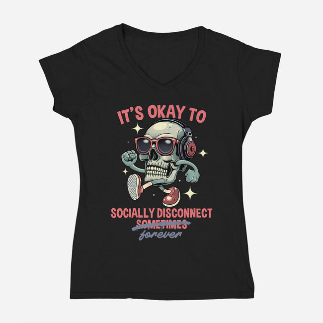 Socially Disconnected-Womens-V-Neck-Tee-gorillafamstudio