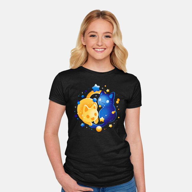 Sun Moon Kittens-Womens-Fitted-Tee-Vallina84