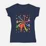 Jump Up-Womens-V-Neck-Tee-JamesQJO