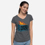 Dumpster 2024-Womens-V-Neck-Tee-rocketman_art