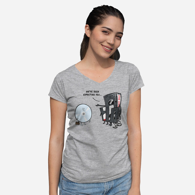 Getting Old-Womens-V-Neck-Tee-Gamma-Ray