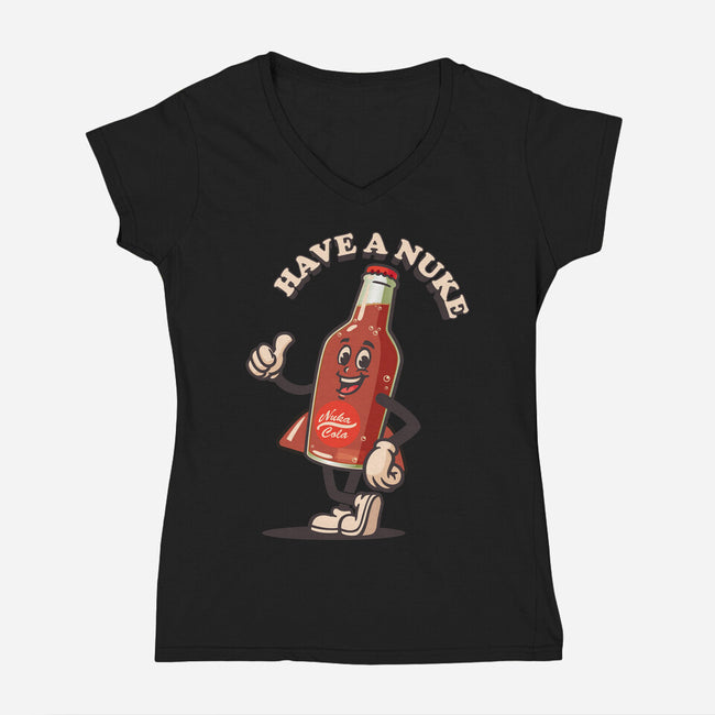 Have A Nuke-Womens-V-Neck-Tee-Wookie Mike