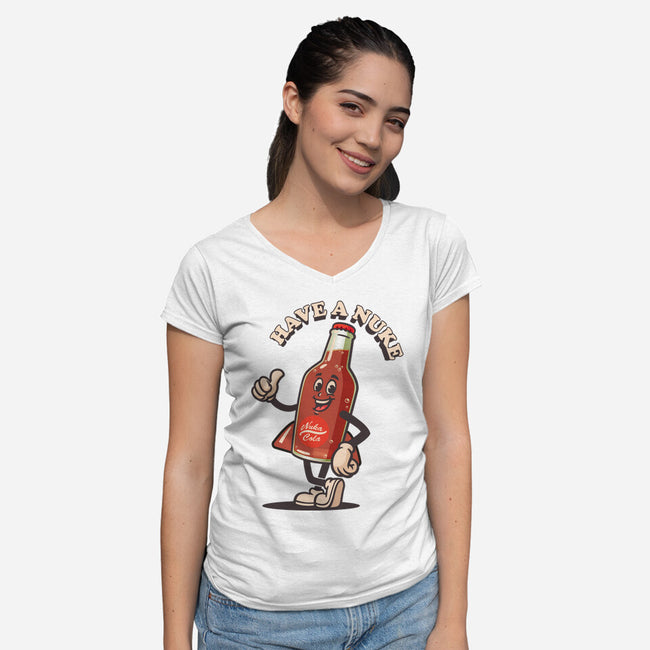 Have A Nuke-Womens-V-Neck-Tee-Wookie Mike