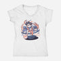 Chrono Bowl-Womens-V-Neck-Tee-eduely