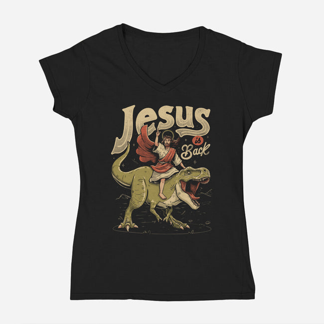 Jesus Is Back-Womens-V-Neck-Tee-eduely