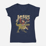 Jesus Is Back-Womens-V-Neck-Tee-eduely