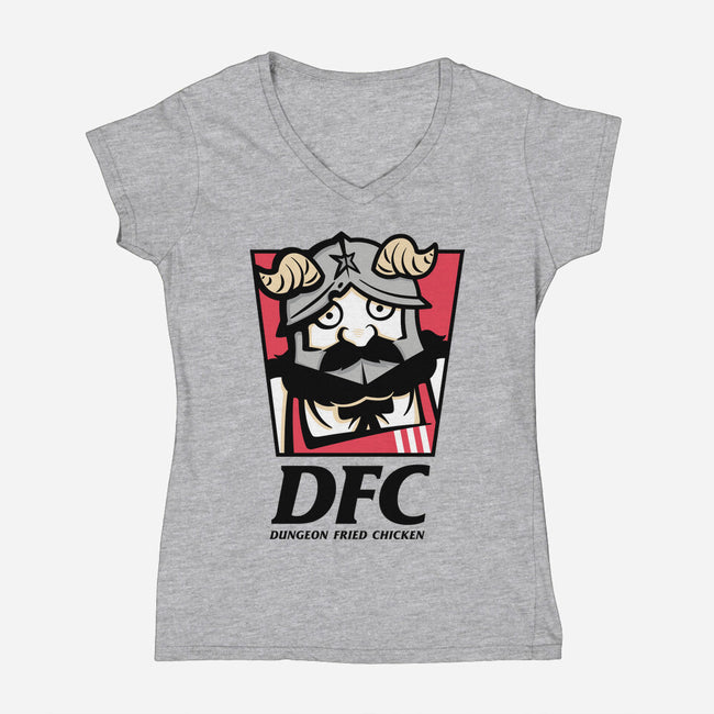 Dungeon Fried Chicken-Womens-V-Neck-Tee-Eilex Design