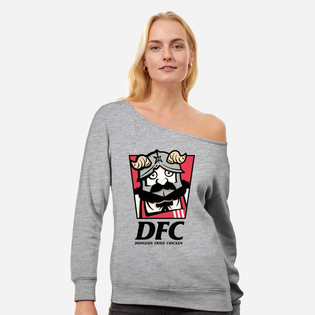 Dungeon Fried Chicken-Womens-Off Shoulder-Sweatshirt-Eilex Design