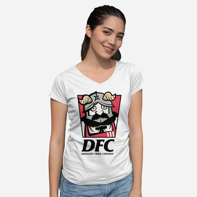 Dungeon Fried Chicken-Womens-V-Neck-Tee-Eilex Design