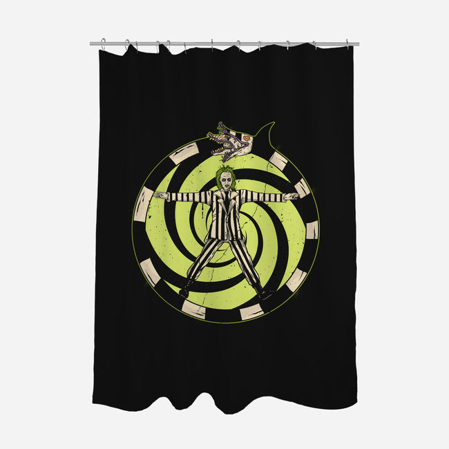 Vitruvian Beetlejuice-None-Polyester-Shower Curtain-Green Devil