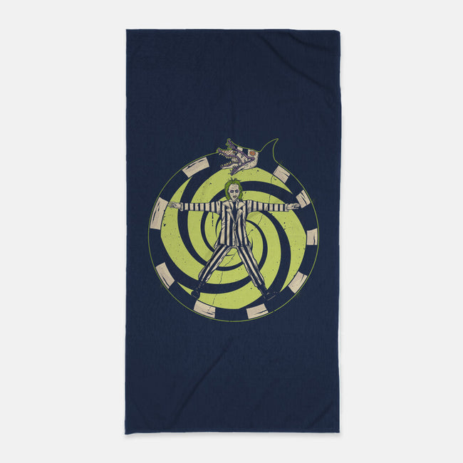 Vitruvian Beetlejuice-None-Beach-Towel-Green Devil