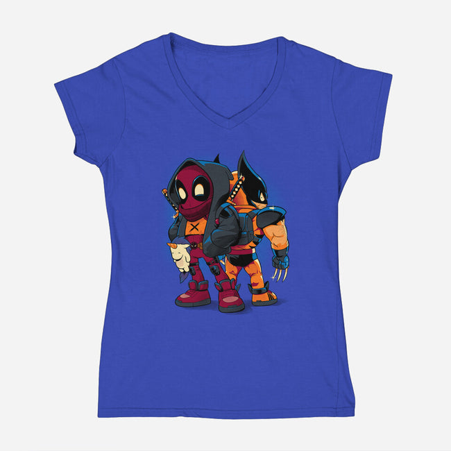 Double Healing Factor-Womens-V-Neck-Tee-Bruno Mota