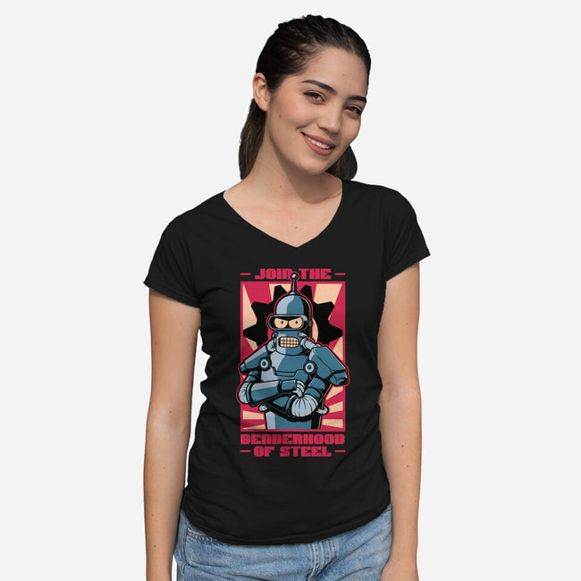 Future Brotherhood Robot-Womens-V-Neck-Tee-Studio Mootant