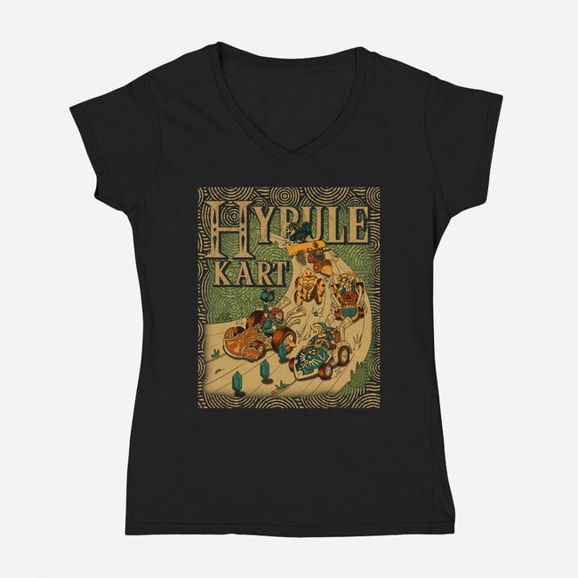 Hyrule Kart-Womens-V-Neck-Tee-Adrian Filmore