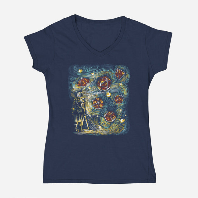 Starry Dice-Womens-V-Neck-Tee-zascanauta