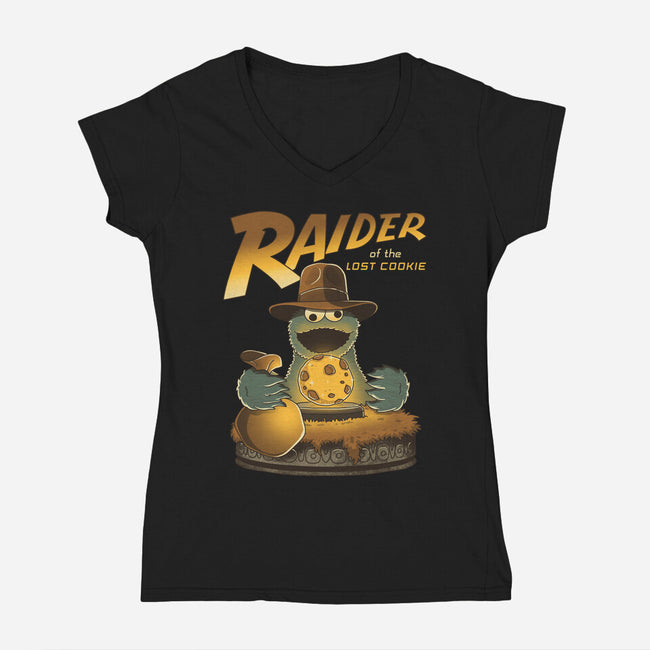 Raider Of The Lost Cookie-Womens-V-Neck-Tee-retrodivision