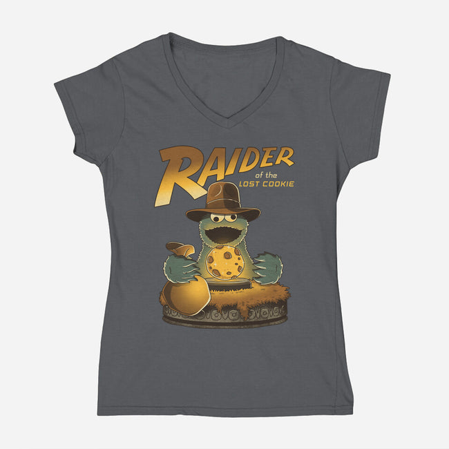 Raider Of The Lost Cookie-Womens-V-Neck-Tee-retrodivision