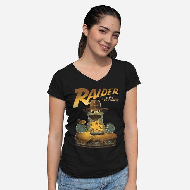 Raider Of The Lost Cookie-Womens-V-Neck-Tee-retrodivision