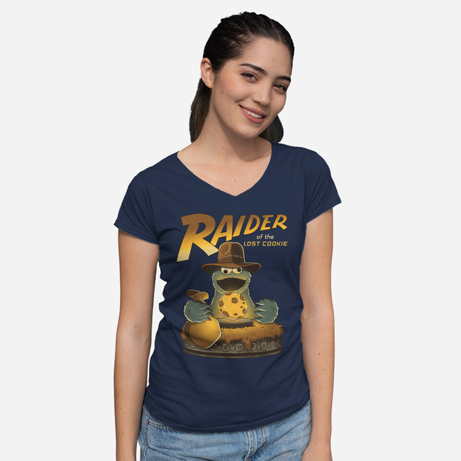 Raider Of The Lost Cookie-Womens-V-Neck-Tee-retrodivision