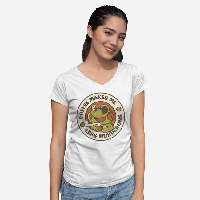 Less Murderous Frog-Womens-V-Neck-Tee-tobefonseca