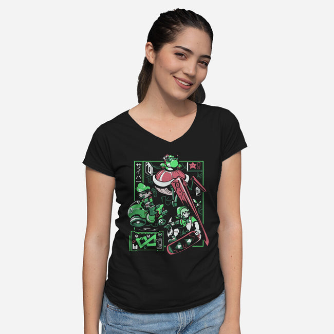 Cyber City Rush-Womens-V-Neck-Tee-Heyra Vieira