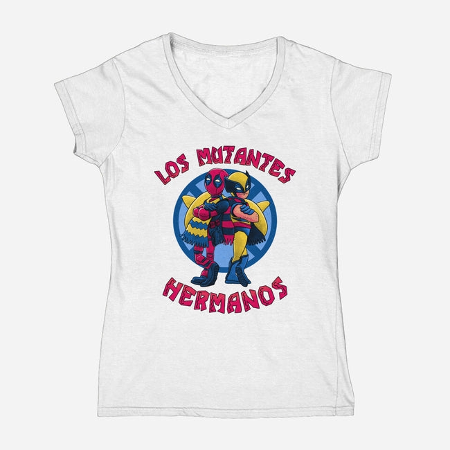 Los Mutantes Hermanos-Womens-V-Neck-Tee-teesgeex