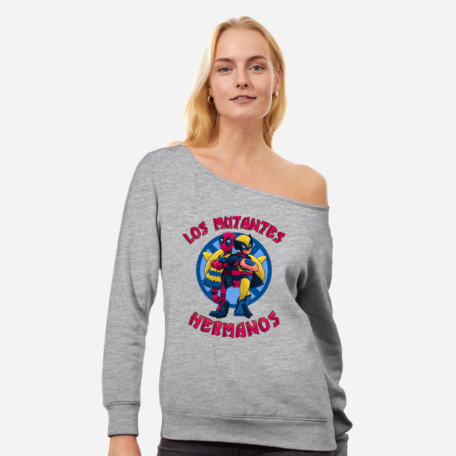 Los Mutantes Hermanos-Womens-Off Shoulder-Sweatshirt-teesgeex