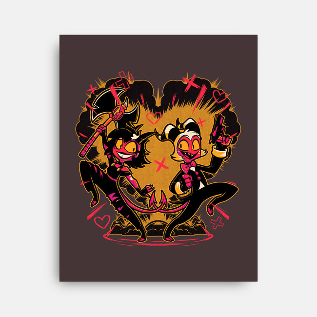 Hell Couple Animation-None-Stretched-Canvas-Studio Mootant