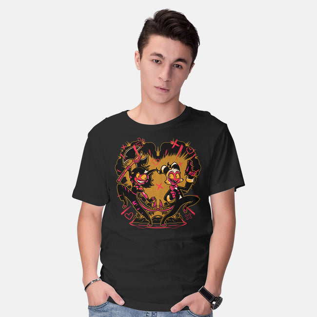 Hell Couple Animation-Mens-Basic-Tee-Studio Mootant