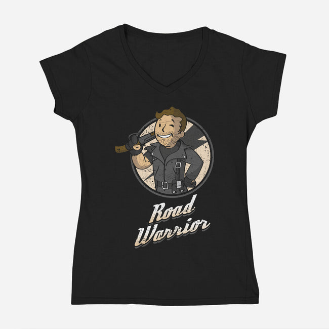 Warrior Of The Road-Womens-V-Neck-Tee-Olipop